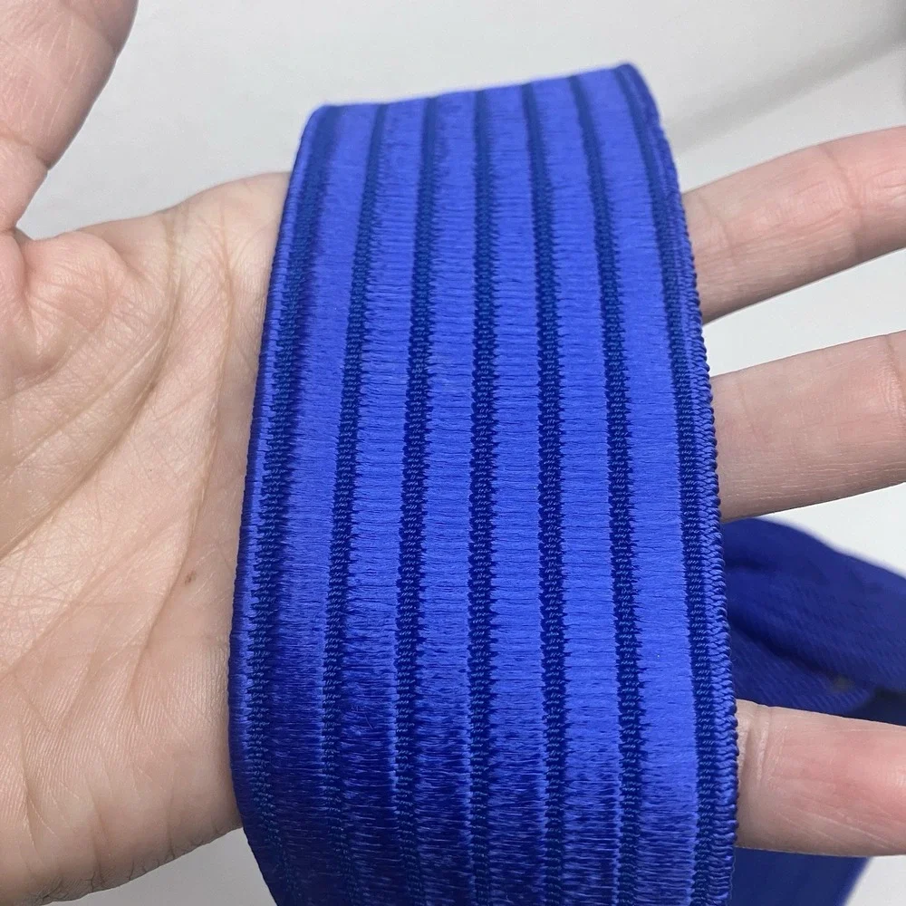 VTG 80s Statement Belt Royal Blue Wide Elastic Band Closure Buckle Braided 27